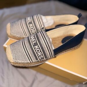 Michael Kors Striped Navy and Cream Espadrilles